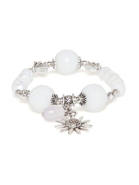 

ZeroKaata Women White & Silver-Toned Sun Charm Bracelet