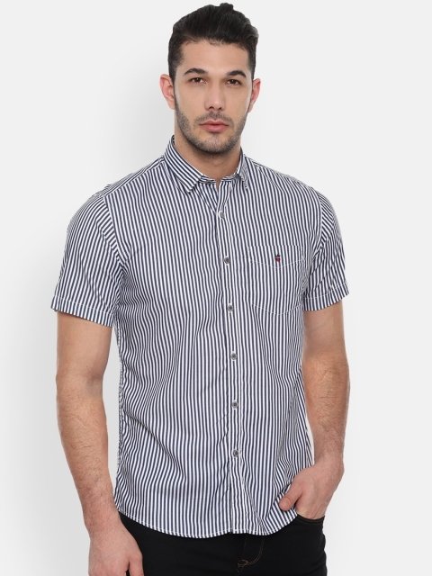 

Louis Philippe Sport Men Navy Blue & White Slim Fit Striped Casual Shirt