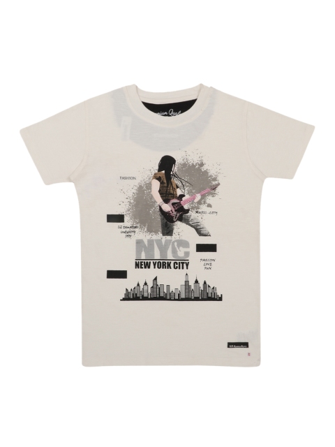 

Lil Tomatoes Boys Cream-Coloured Printed Round Neck T-shirt