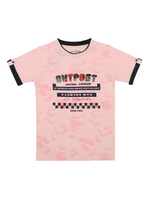 

Lil Tomatoes Boys Pink Printed Round Neck T-shirt