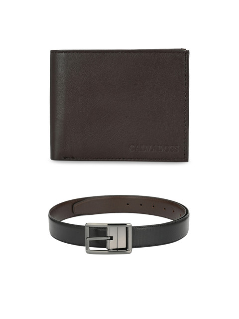 

Calvadoss Men Black & Brown Premium Belt & Wallet Set