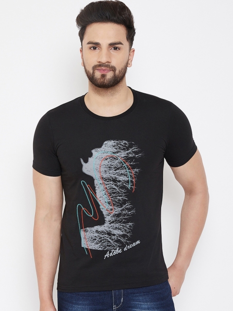

Adobe Men Black Printed Round Neck T-shirt