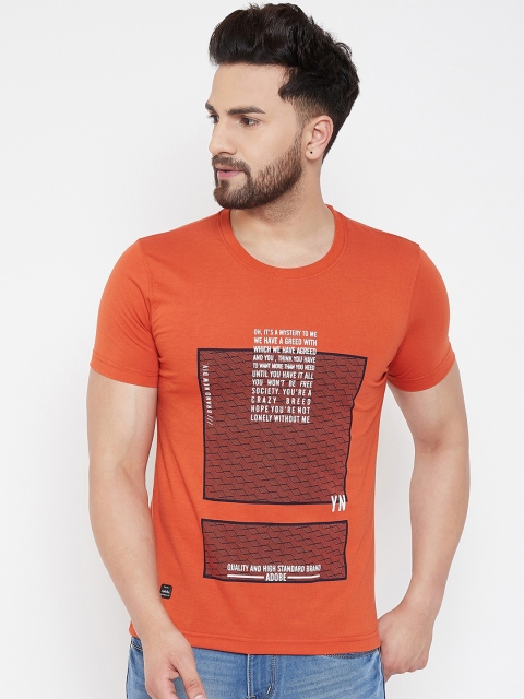 

Adobe Men Orange Printed Round Neck T-shirt