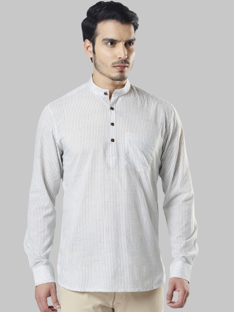 

Ethnix by Raymond Men Grey Striped Straight Kurta