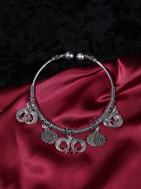 

ZeroKaata Silver-Plated Oxidised Charm Bracelet
