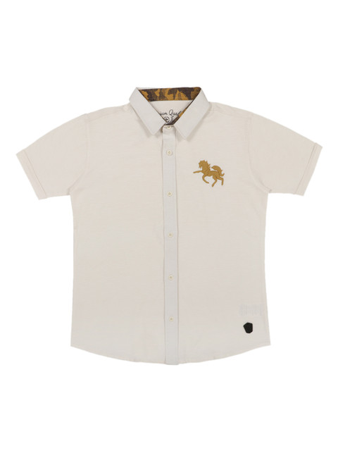 

Lil Tomatoes Boys Off-White Regular Fit Printed Casual Shirt