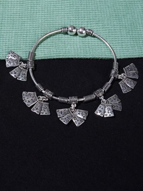 

ZeroKaata Silver-Plated Oxidized Floral Bracelet