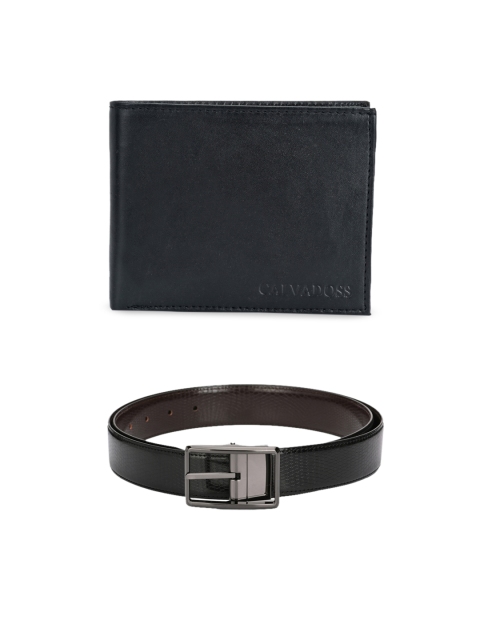 

Calvadoss Men Black & Brown Premium Belt & Wallet Gift Set