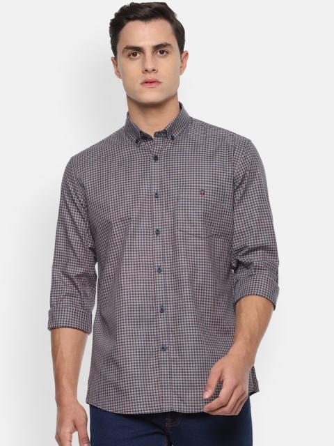 

Louis Philippe Sport Men Turquoise Blue & Orange Slim Fit Checked Casual Shirt