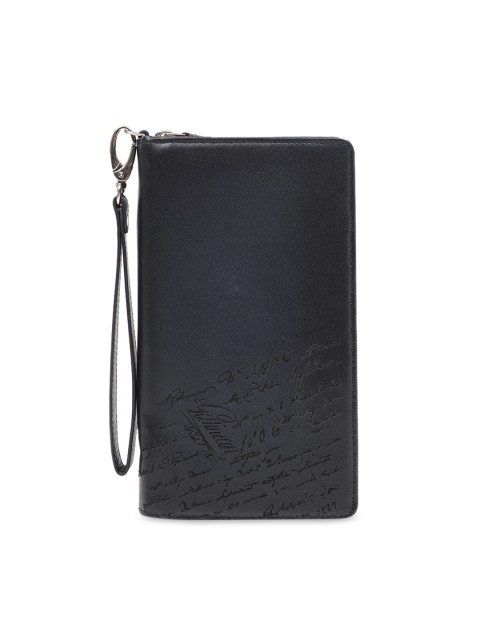 

Da Milano Unisex Blue Solid Zip Leather Around Wallet
