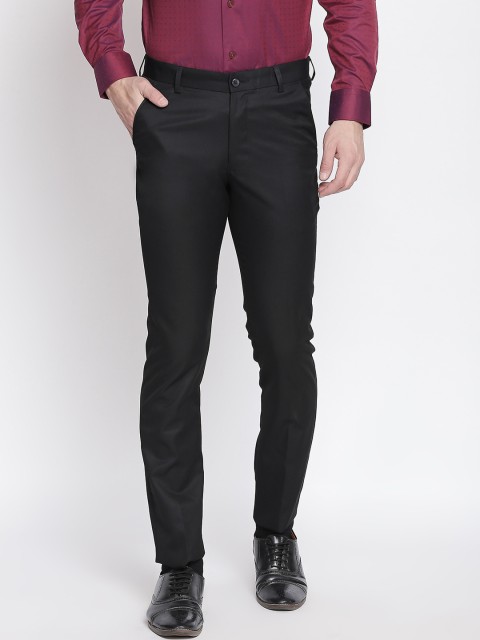 

Solemio Men Black Regular Fit Solid Regular Trousers