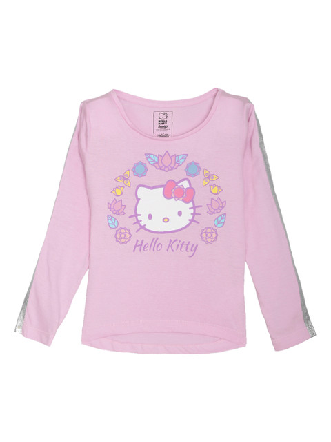 

Kids Ville Girls Pink Hello Kitty Printed Round Neck T-shirt