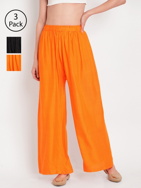 

TAG 7 Women Set of 3 Wide Leg Palazzos, Black