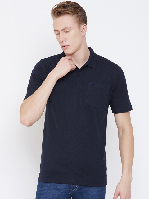 

NEVA Men Navy Blue Solid Polo Collar T-shirt