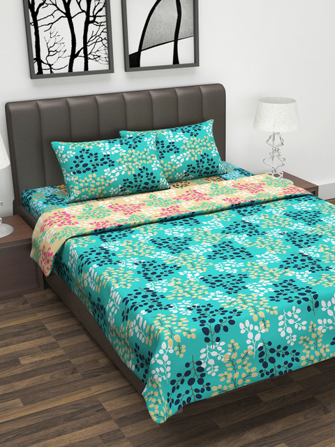 

BIANCA Sea Green Printed AC Room Double King 100 GSM Bedding Set