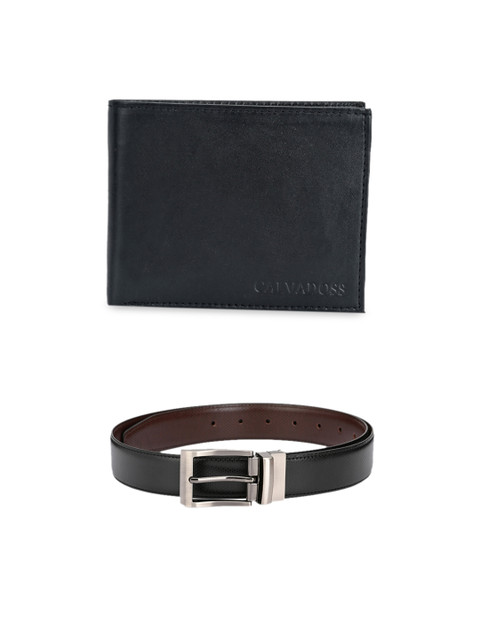 

Calvadoss Men Black & Brown Premium Belt and Wallet Gift Set