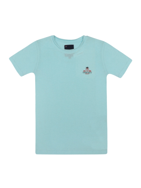 Lil Tomatoes Boys Blue Solid Round Neck T-shirt