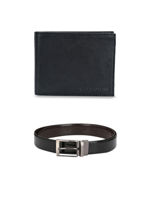 

Calvadoss Men Black Premium Belt and Wallet Gift Set