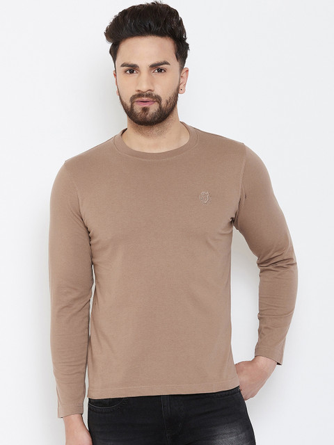 

Adobe Men Brown Solid Round Neck T-shirt