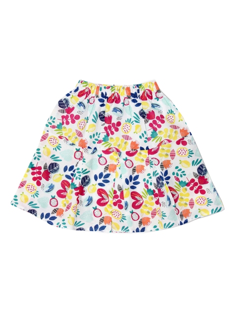

SWEET ANGEL Girls White & Pink Printed A-Line Skirt