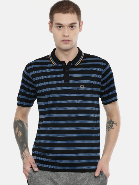 

Proline Active Men Black & Blue Striped Polo Collar T-shirt