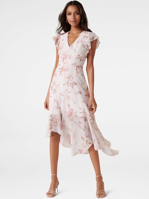 

Forever New Women Pink Printed Fit and Flare Dress