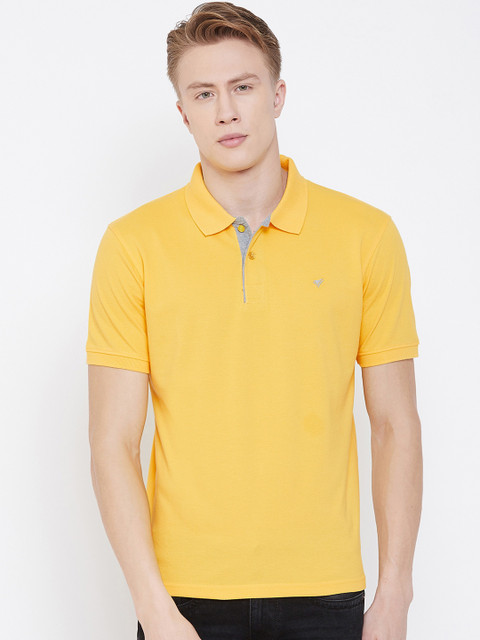 

NEVA Men Yellow Solid Polo Collar T-shirt