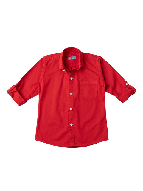 

Kid Studio Boys Red Comfort Regular Fit Solid Casual Shirt