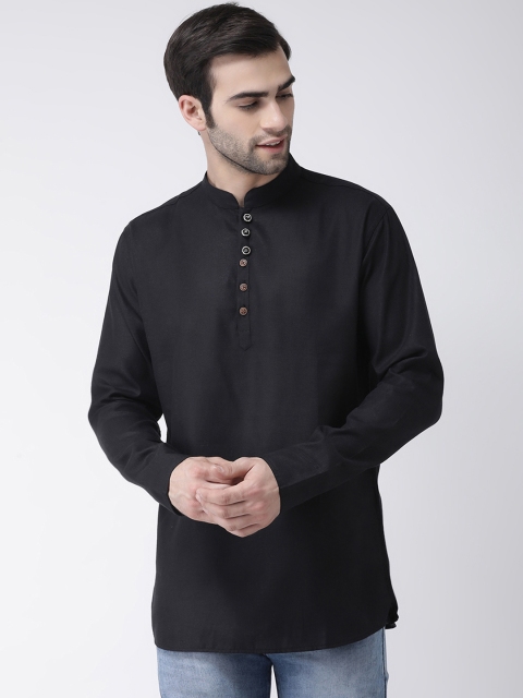 

SG LEMAN Men Black Solid Straight Kurta