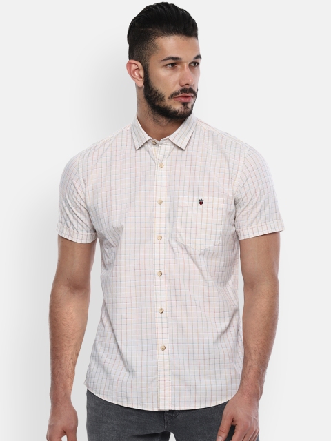 

Louis Philippe Jeans Men Beige & Green Slim Fit Checked Casual Shirt