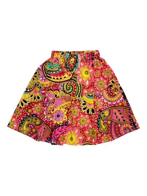 

SWEET ANGEL Girls Pink & Yellow Printed A-line Skirt