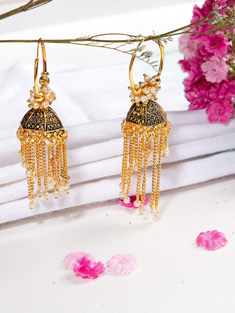 

ZeroKaata Gold-Toned Dome Shaped Jhumkas