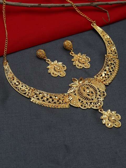 

ZeroKaata Gold-Plated Floral Handcrafted Jewellery Set