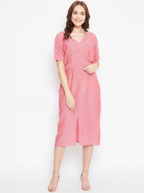

The Kaftan Company Women Red Solid Fit and Flare Dress