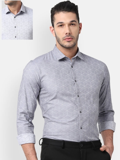 

Louis Philippe Sport Men Grey & White Slim Fit Reversible Printed Casual Shirt