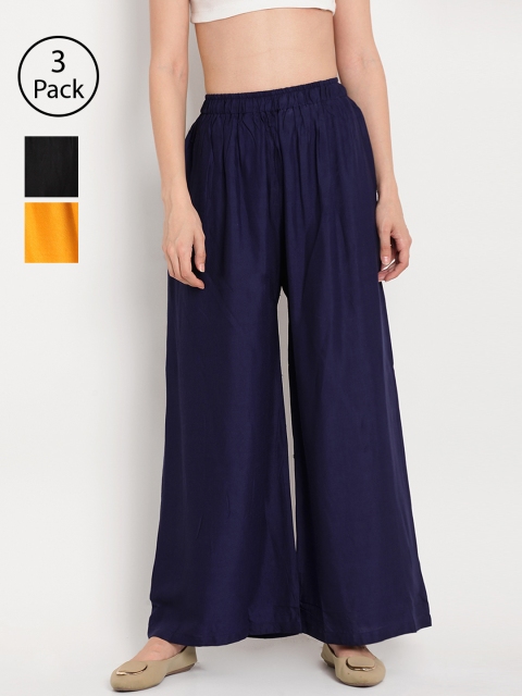 

TAG 7 Women Set of 3 Wide Leg Palazzos, Black