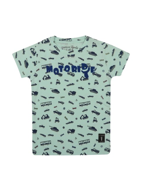 

Lil Tomatoes Boys Sea Green Printed Round Neck T-shirt