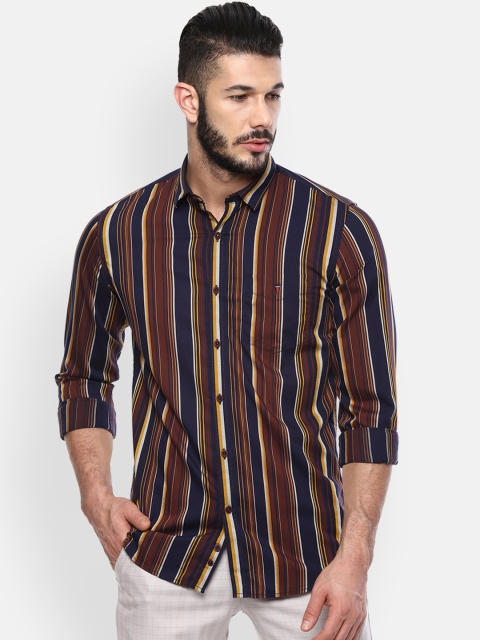 

Louis Philippe Sport Men Brown & Blue Slim Fit Striped Casual Shirt