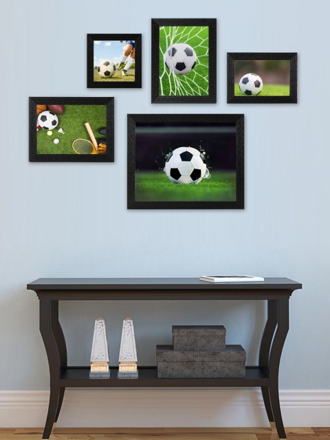 

SWADESI STUFF Set Of 5 Black Solid Individual Wall Photo Frames