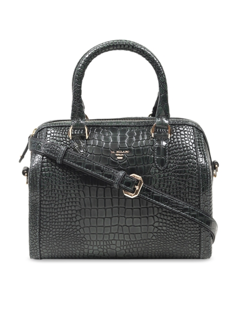 

Da Milano Green Crocskin Textured Leather Handheld Bag
