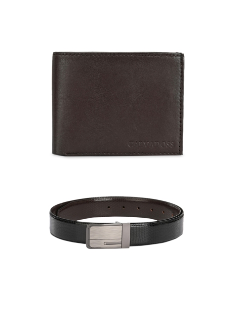 

Calvadoss Men Black & Brown Premium Belt & Wallet Gift Set