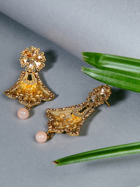 

ZeroKaata Gold-Toned Contemporary Handcrafted Drop Earrings