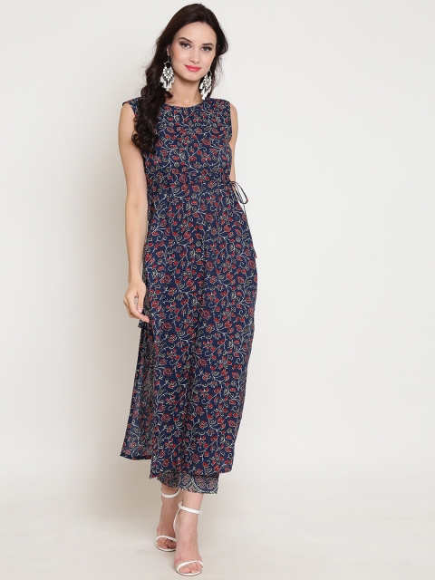 

Sera Women Navy Blue Printed Straight Kurta