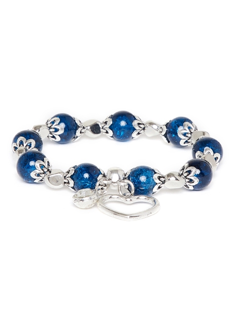 

ZeroKaata Women Blue & Silver-Toned Elasticated Bracelet