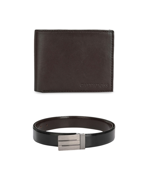 

Calvadoss Men Black & Brown Premium Belt & Wallet Gift Set
