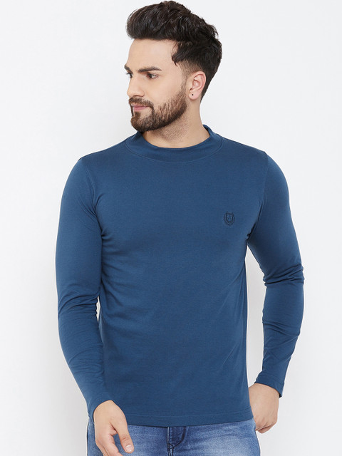 

Adobe Men Blue Solid Round Neck T-shirt
