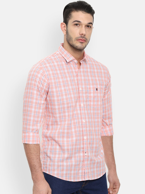 

Louis Philippe Sport Men Orange & White Slim Fit Checked Casual Shirt