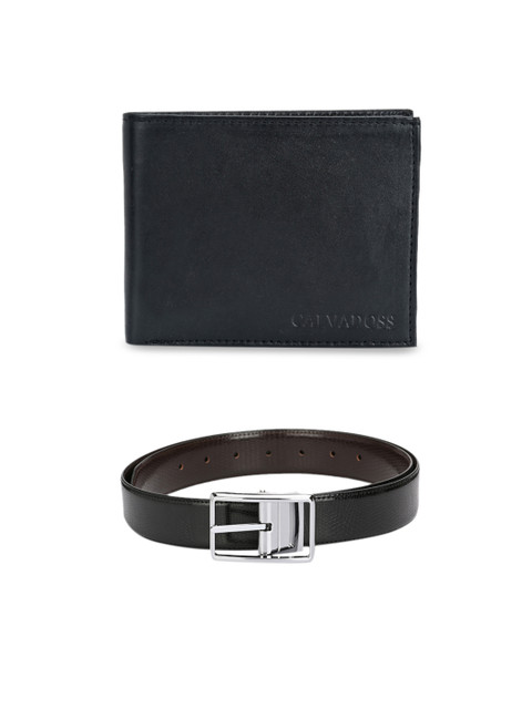 

Calvadoss Men Black & Brown Premium Belt & Wallet Gift Set