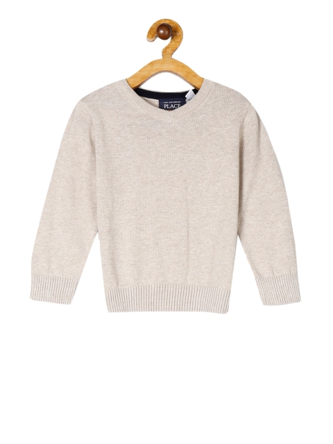 

The Childrens Place Boys Beige Solid Pullover Sweater