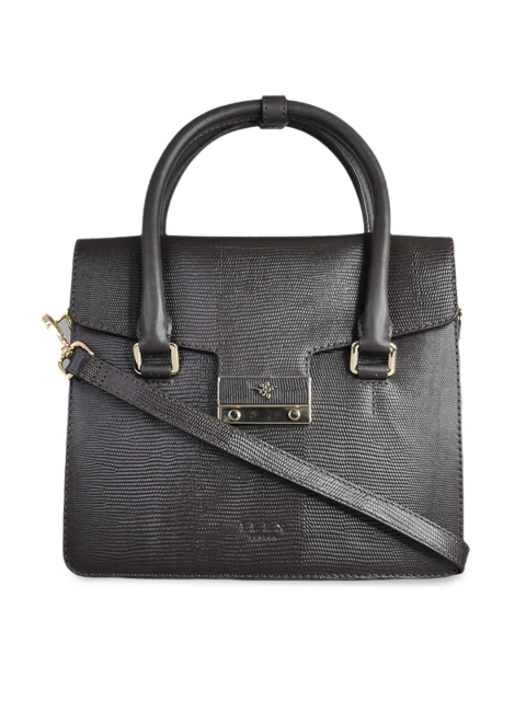 

ILEX Coffee Brown Solid Leather Handheld Bag